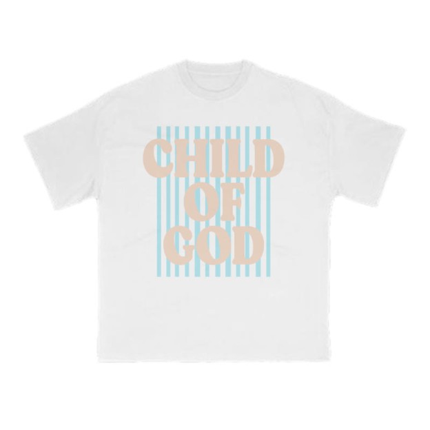 Unisex 100% Cotton Child Of God Stripes Print T-shirt - White - US16-18(2XL) - image 2