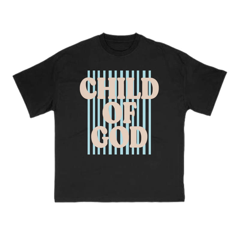 Unisex 100% Cotton Child Of God Stripes Print T-shirt - Black - US16-18(2XL) - image 1