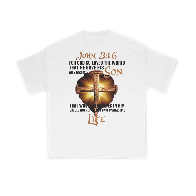 Unisex 100% Cotton John 3:16 For God So Loved The World Print T-shirt - White - US16-18(2XL) - image 2