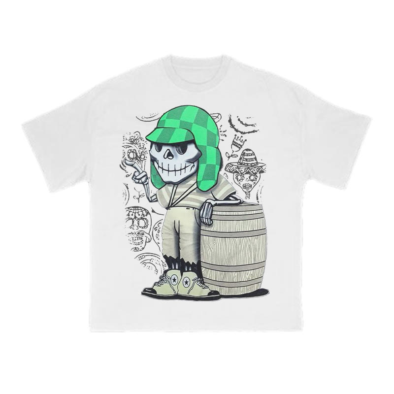 Unisex Funny Skeleton Halloween Print T-shirt - White - US16-18(2XL) - image 2