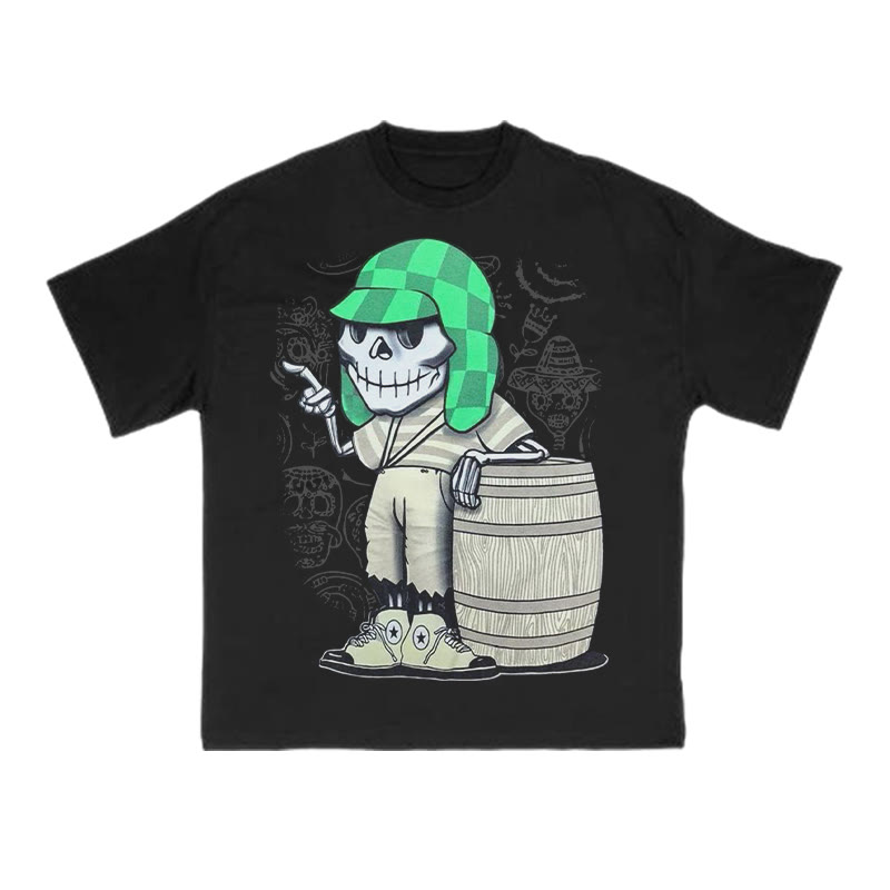 Unisex Funny Skeleton Halloween Print T-shirt - Black - US16-18(2XL) - image 1