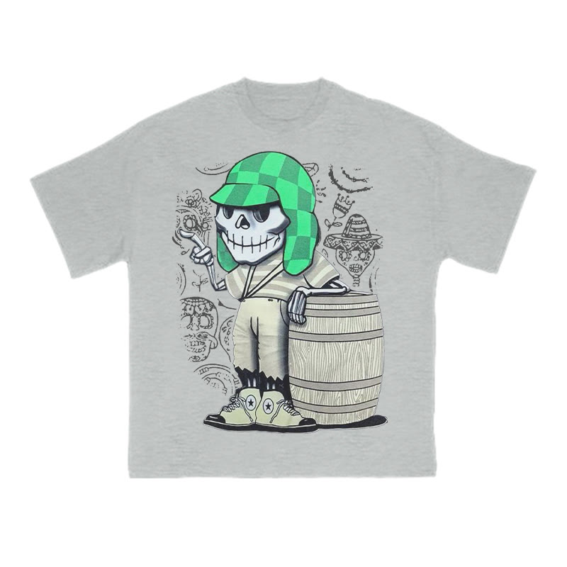 Unisex Funny Skeleton Halloween Print T-shirt - Grey - US16-18(2XL) - image 3