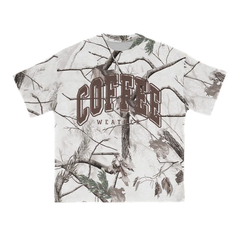 Unisex Coffee Weather Dead Leaves Camo Print T-shirt - Coffee - 8XL - image 1