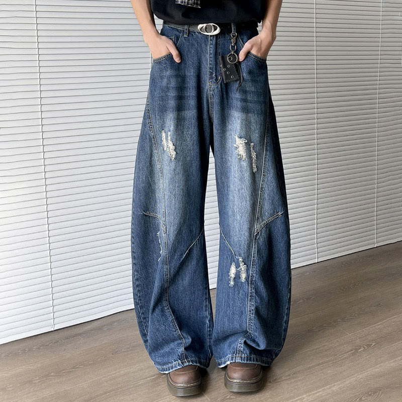 Distressed Washed Jeans - Dark Blue - 3XL - image 2