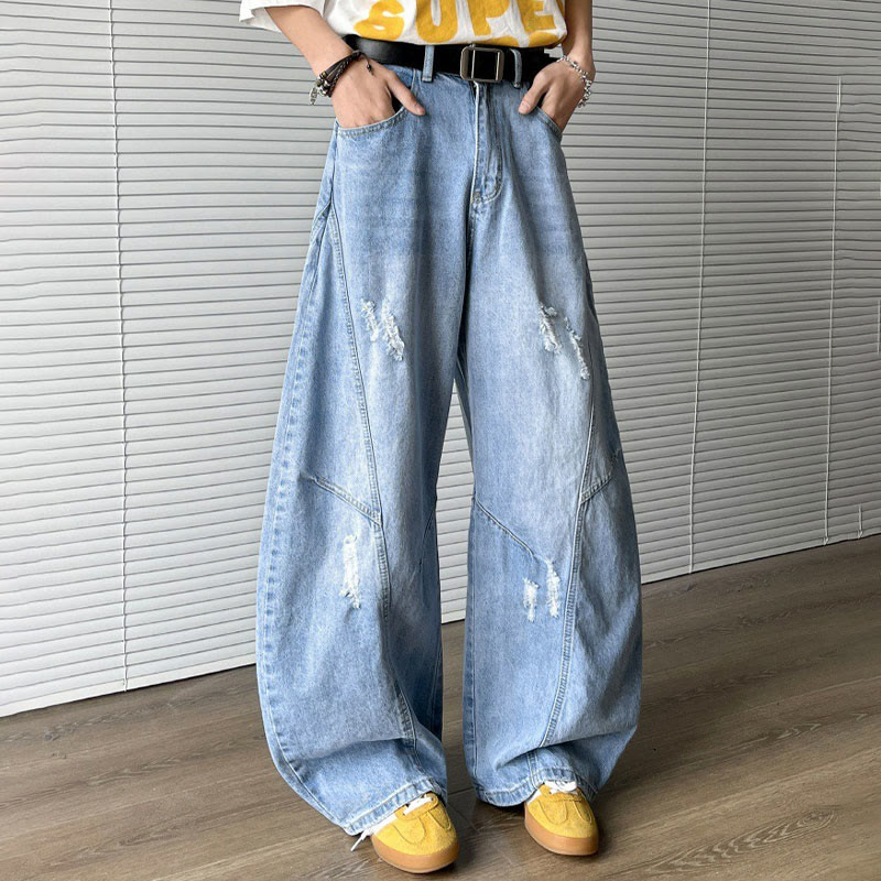 Distressed Washed Jeans - Light Blue - 3XL - image 1