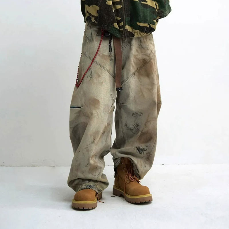 Unisex Washed And Distressed Wasteland Style Jeans - image 2