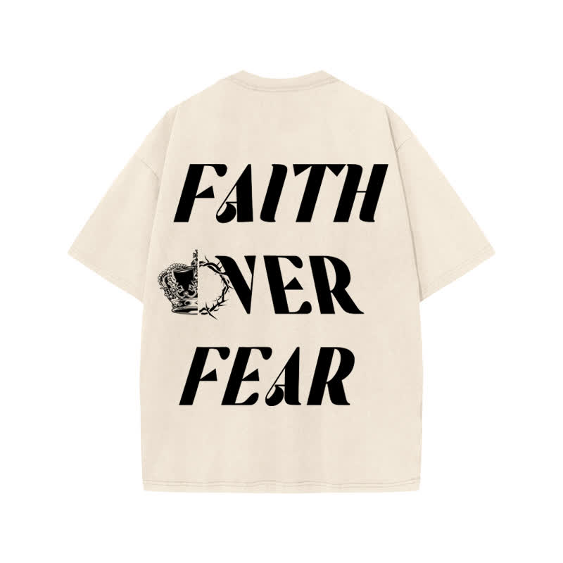 Unisex  Faith Over Fear Print Acid Washed T-shirt - image 1