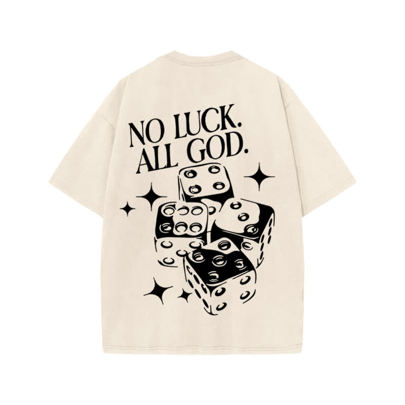 Unisex  No Luck All God Print Acid Washed T-shirt - image 1