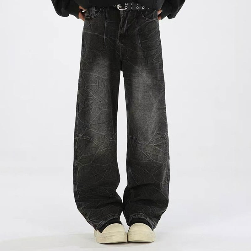 Washed Distressed Loose Jeans - Black - 2XL - image 2