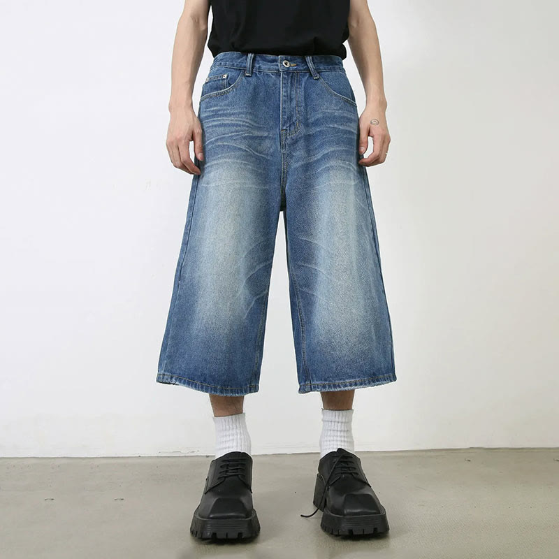 Fashionable And Simple Cropped Jeans - Blue - XL - image 1