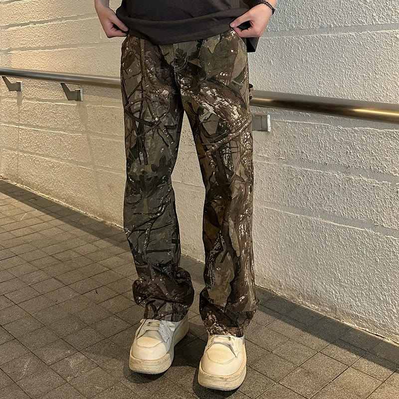 Dead Leaf Camouflage Straight-leg Casual Overalls - Green - 3XL - image 1