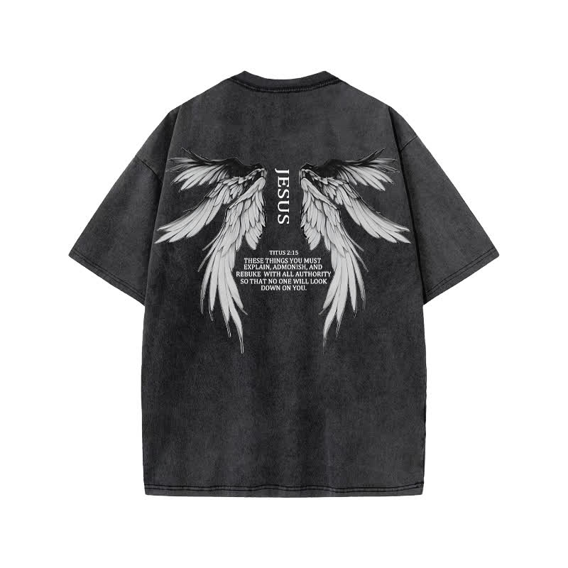 Unisex Titus 2:15 Print Acid Washed T-shirt - Black - US20-22(3XL) - image 2