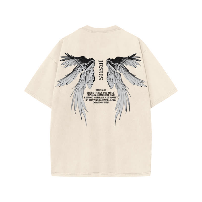 Unisex Titus 2:15 Print Acid Washed T-shirt - Beige - US20-22(3XL) - image 1