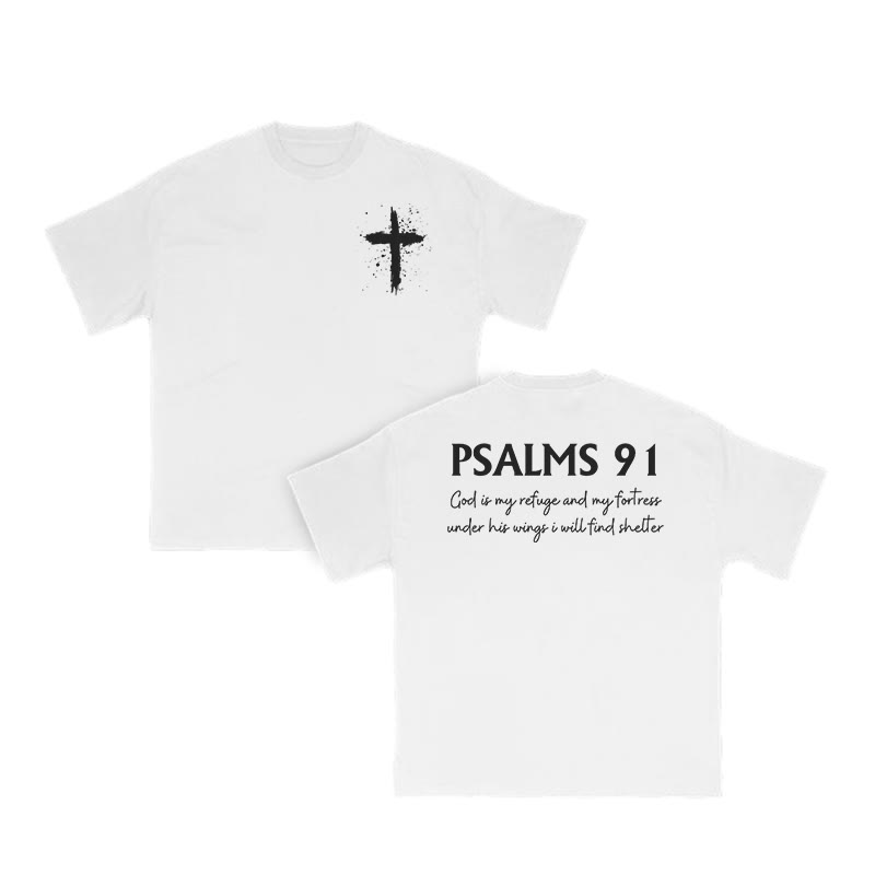 Unisex Psalms 91 Print T-shirt - White - US16-18(2XL) - image 3