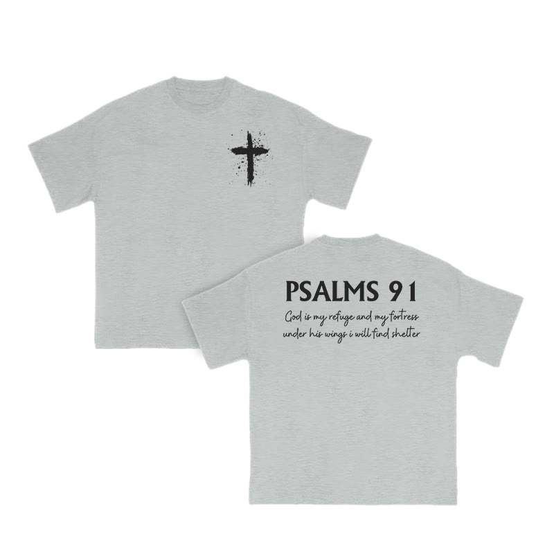 Unisex Psalms 91 Print T-shirt - Grey - US16-18(2XL) - image 5