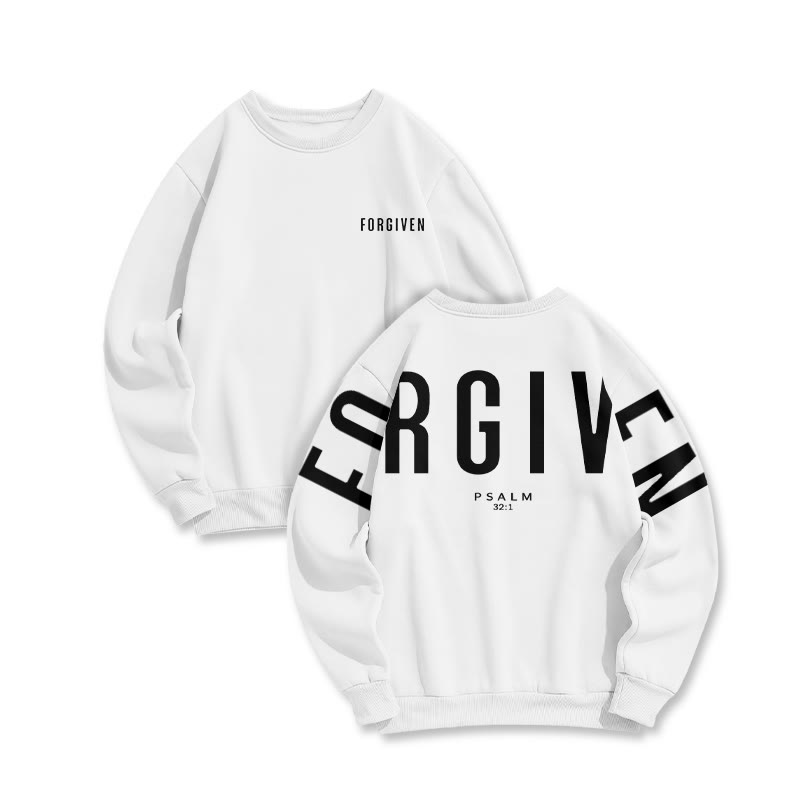 Unisex Forgiven Psalm 32:1 Print Sweatshirt - White - US16-18(2XL) - image 1