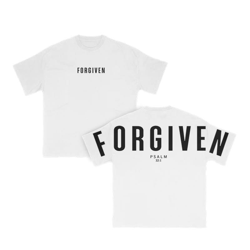 Unisex Forgiven Psalm 32:1 Print T-shirt - White - US16-18(2XL) - image 1