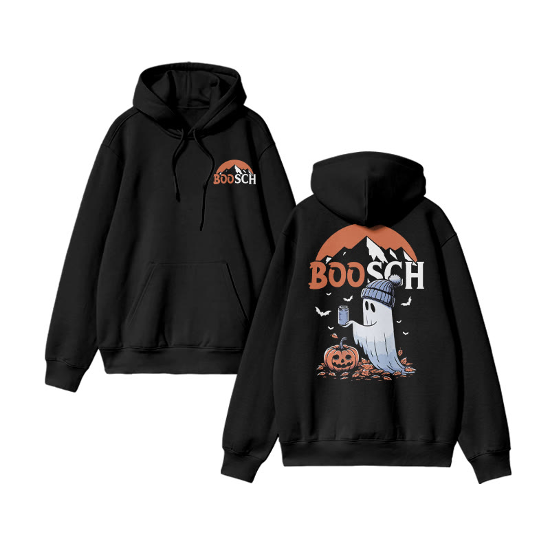 Unisex Funny Boosch Pumpkin Halloween Print Hoodie - Black - US16-18(2XL) - image 2
