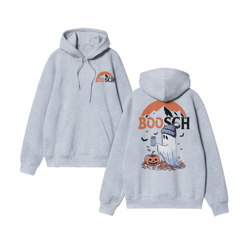 Unisex Funny Boosch Pumpkin Halloween Print Hoodie - Grey - US16-18(2XL) - image 4