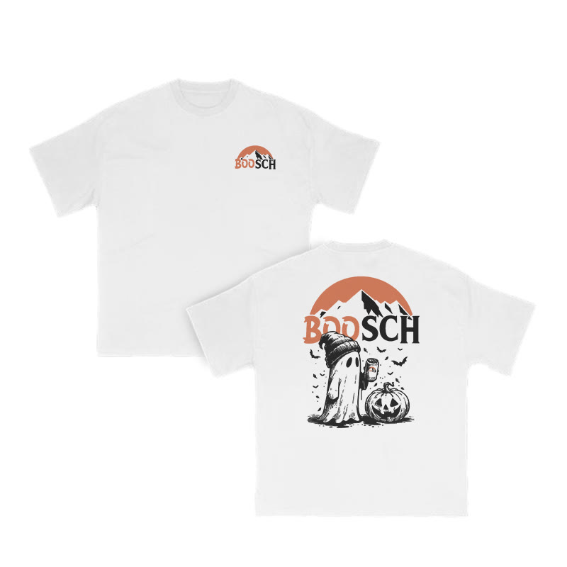 Unisex Funny Boosch Pumpkin Halloween Print T-shirt - White - US16-18(2XL) - image 2