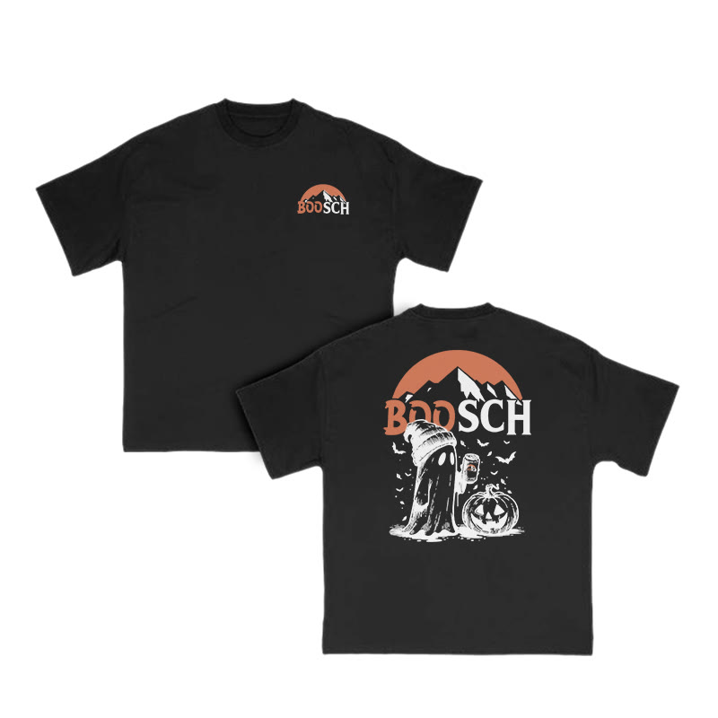 Unisex Funny Boosch Pumpkin Halloween Print T-shirt - Black - US16-18(2XL) - image 3
