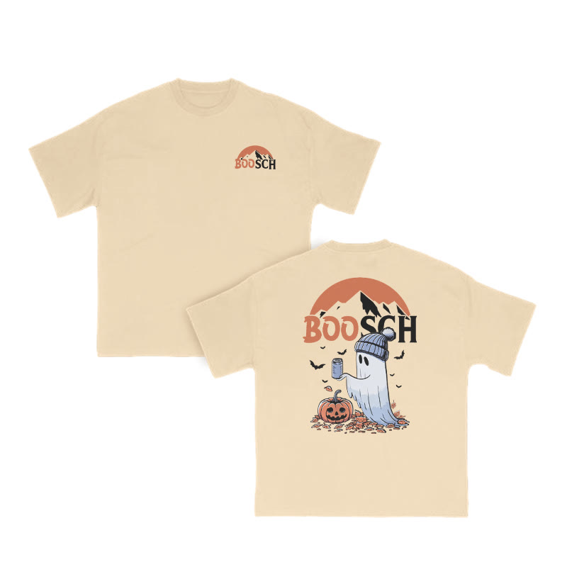 Unisex Funny Boosch Pumpkin Halloween Print T-shirt - Apricot - US16-18(2XL) - image 2