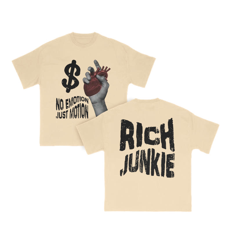 Unisex No Emotion Just Motion Print T-shirt - Apricot - US16-18(2XL) - image 6