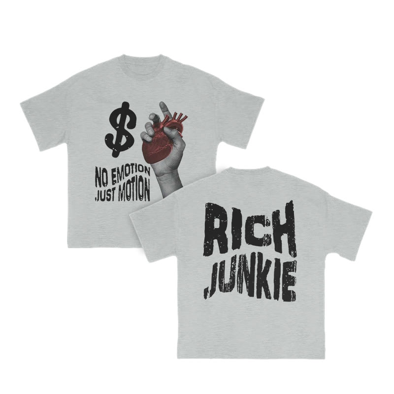 Unisex No Emotion Just Motion Print T-shirt - Grey - US16-18(2XL) - image 4