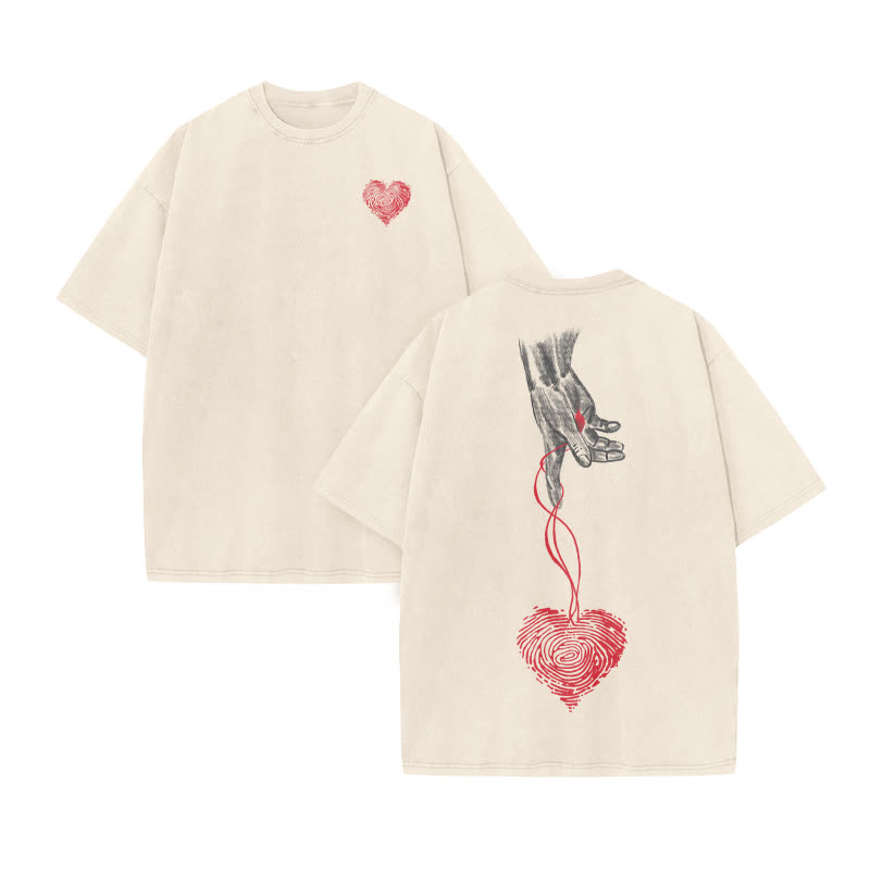 Unisex Jesus Loves You Print Acid Washed T-shirt - Beige - US20-22(3XL) - image 2