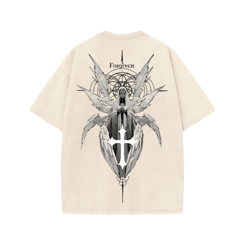 Unisex Forgiven Print Acid Washed T-shirt - image 1