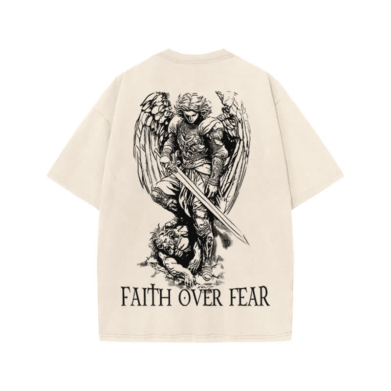 Unisex Faith Over Fear Print Acid Washed T-shirt - image 1
