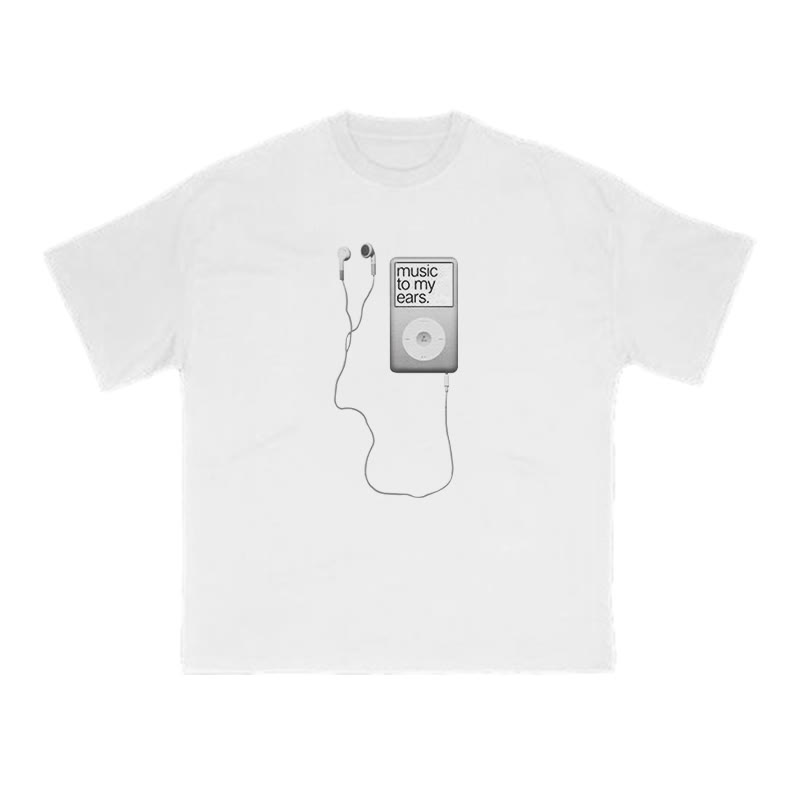 Unisex Music To My Ears Print T-shirt - White - US16-18(2XL) - image 2