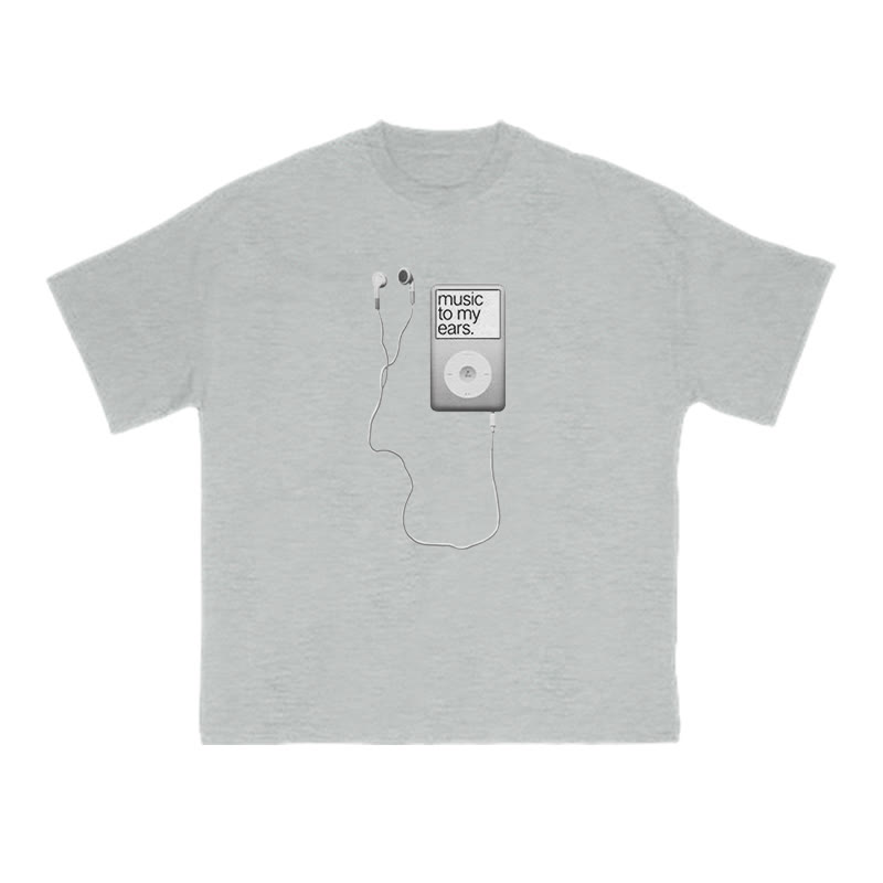Unisex Music To My Ears Print T-shirt - Grey - US16-18(2XL) - image 3