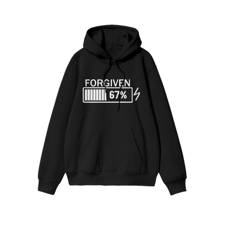 Unisex Forgiven Charging Progress Print Hoodie - Black - 2XL - image 2