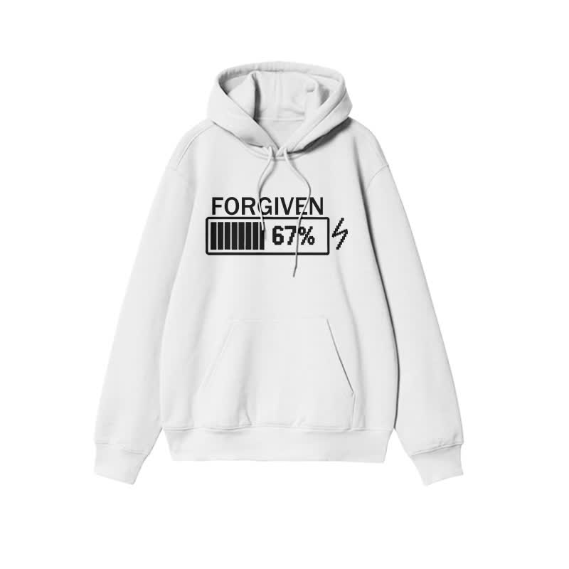 Unisex Forgiven Charging Progress Print Hoodie - White - 2XL - image 1