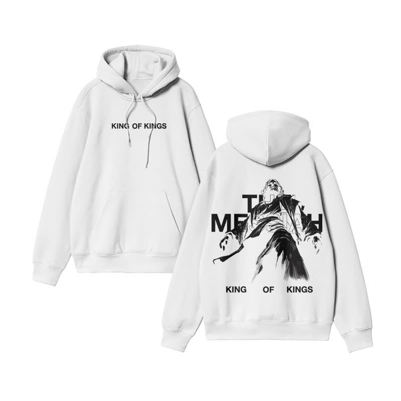 Unisex 100% Cotton Jesus Is King Of Kings Print hoodie - White - US16-18(2XL) - image 2