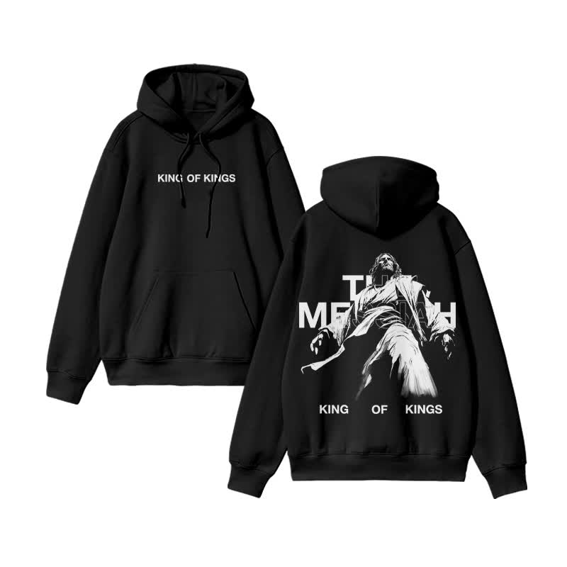 Unisex 100% Cotton Jesus Is King Of Kings Print hoodie - Black - US16-18(2XL) - image 1