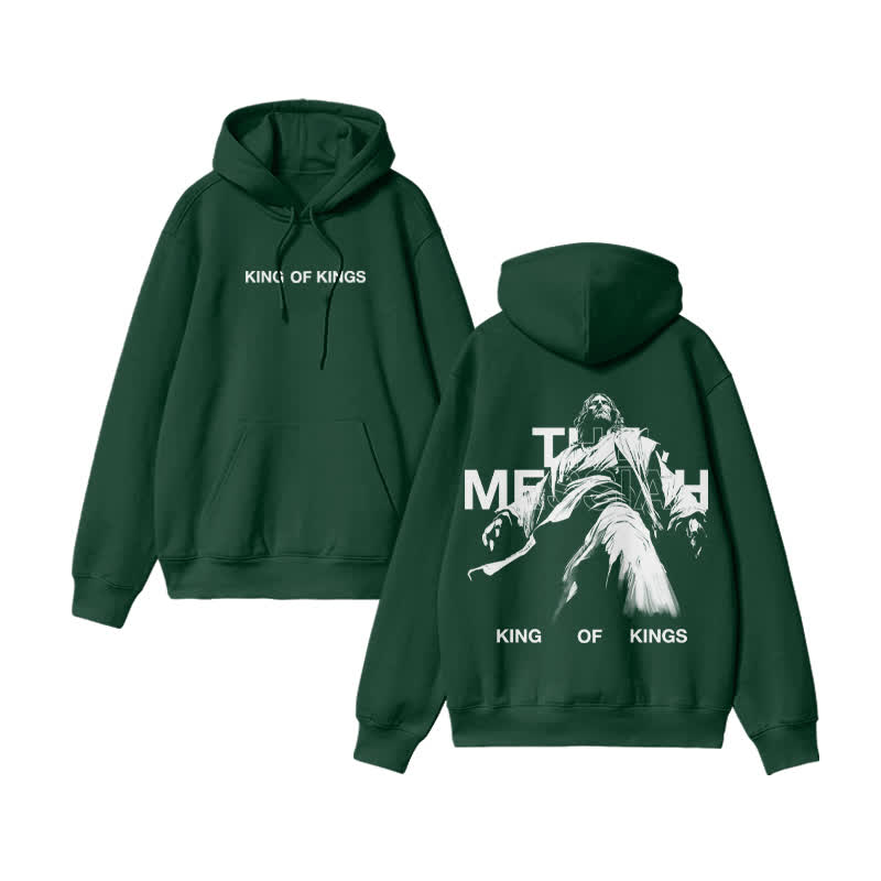 Unisex 100% Cotton Jesus Is King Of Kings Print hoodie - Green - US16-18(2XL) - image 7