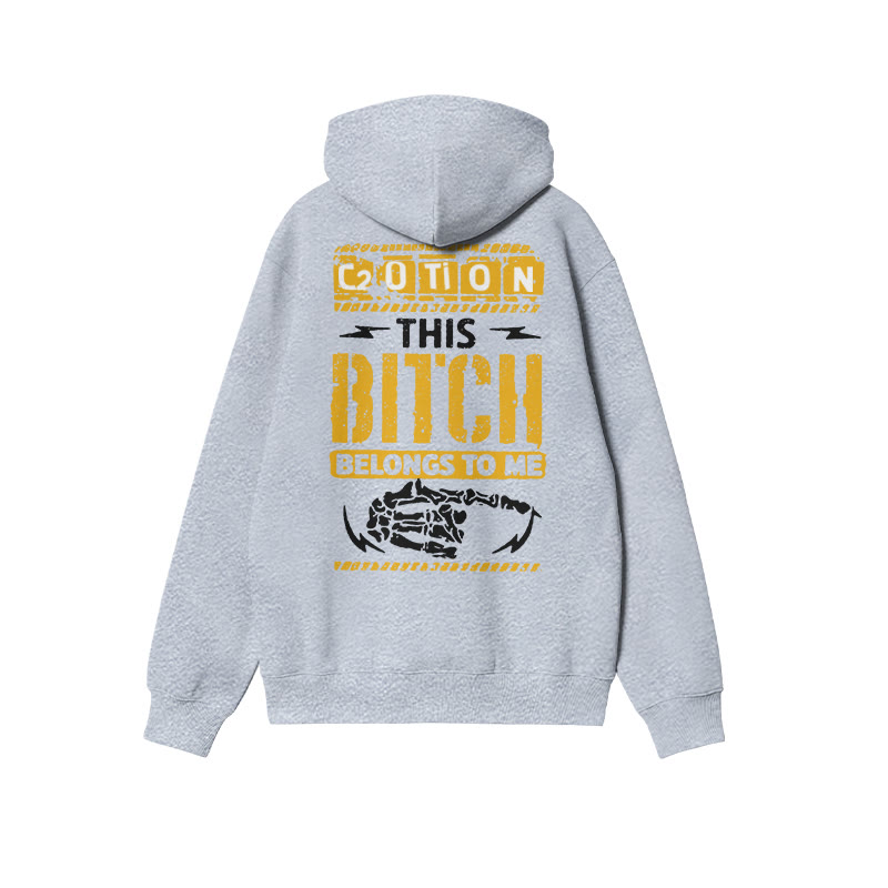 Unisex This B*tch Belongs Me Print Hoodie - Grey - 2XL - image 3