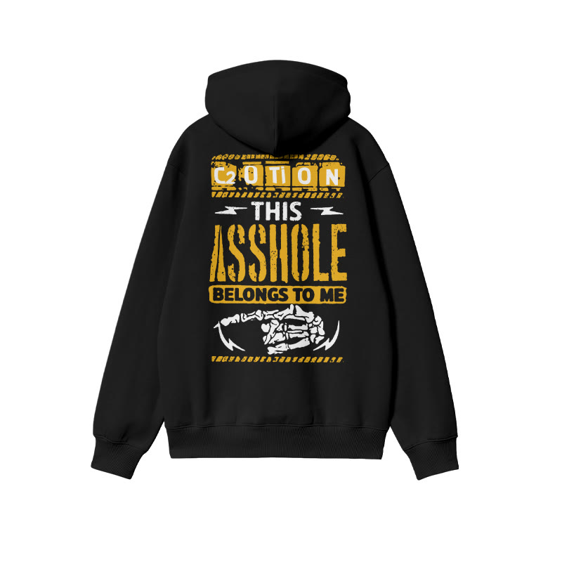Unisex This A**hole Belongs Me Print Hoodie - Black - 2XL - image 1