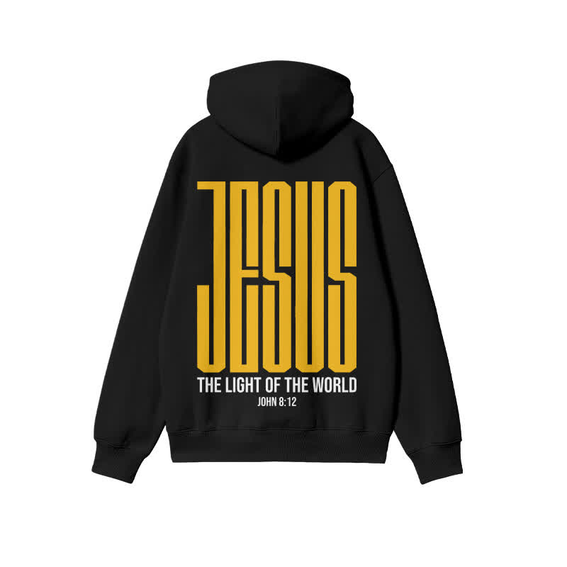 Unisex Jesus The Light Of The World Print Hoodie - Black - 2XL - image 1