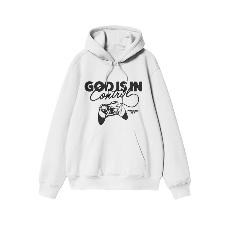 Unisex God Is In Control Print Hoodie - White - 2XL - image 1