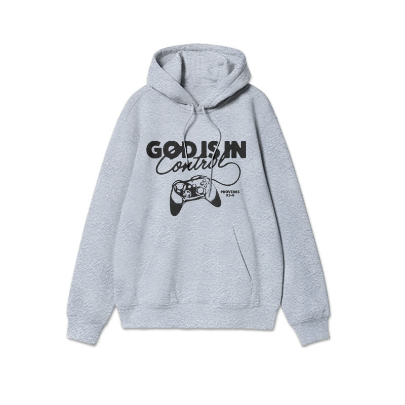 Unisex God Is In Control Print Hoodie - Grey - 2XL - image 3