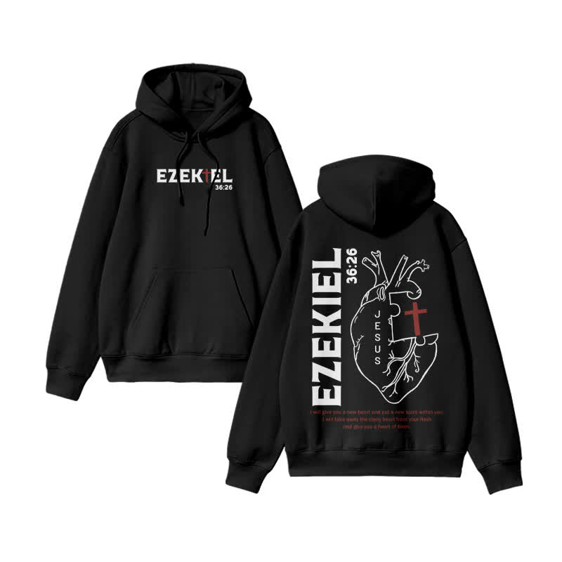 Unisex Ezekiel 36:26 Print hoodie - Black - US16-18(2XL) - image 2