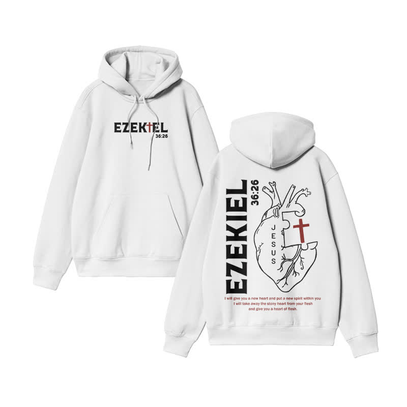Unisex Ezekiel 36:26 Print hoodie - White - US16-18(2XL) - image 1