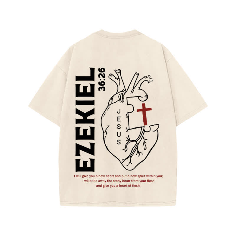 Unisex Ezekiel 36:26 Print Acid Washed T-shirt - image 1