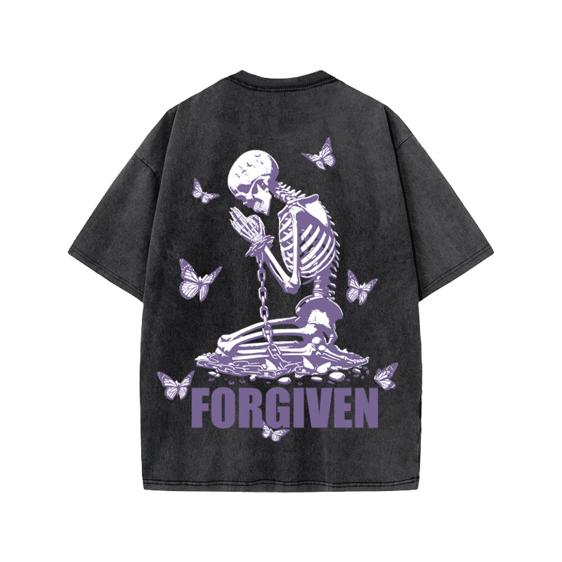 Unisex Forgiven Print Acid Washed T-shirt - image 1
