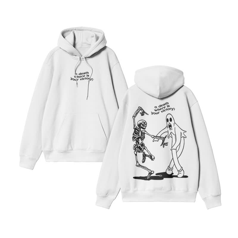 Unisex O Death Where Is Your Victory Print hoodie - White - US16-18(2XL) - image 1