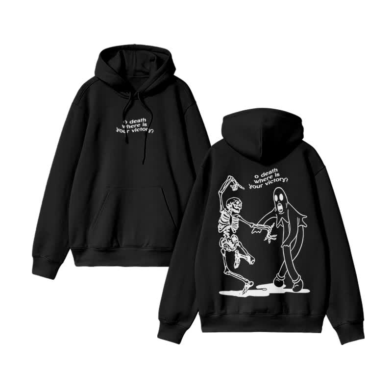 Unisex O Death Where Is Your Victory Print hoodie - Black - US16-18(2XL) - image 2