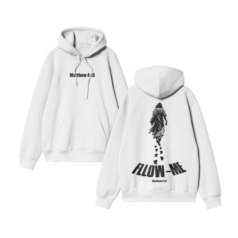 Unisex Fllow The Jesus Matthew 4:19 Print hoodie - White - US16-18(2XL) - image 1